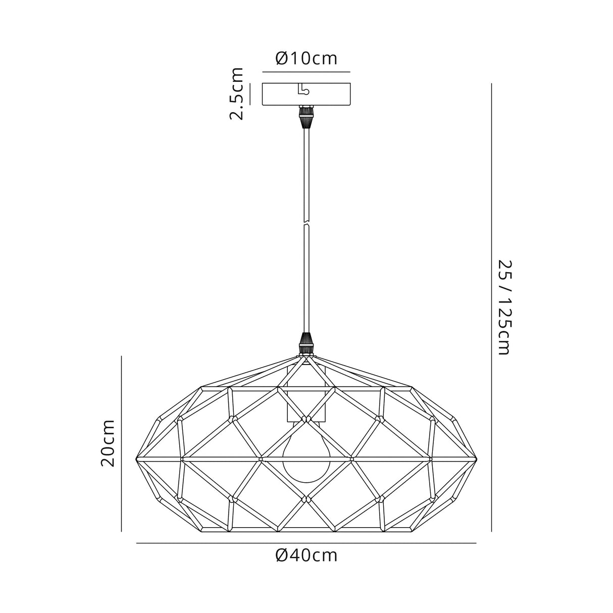 Guthrie Elliptical Sphere Pendant, 1 x E27, Polished Brass