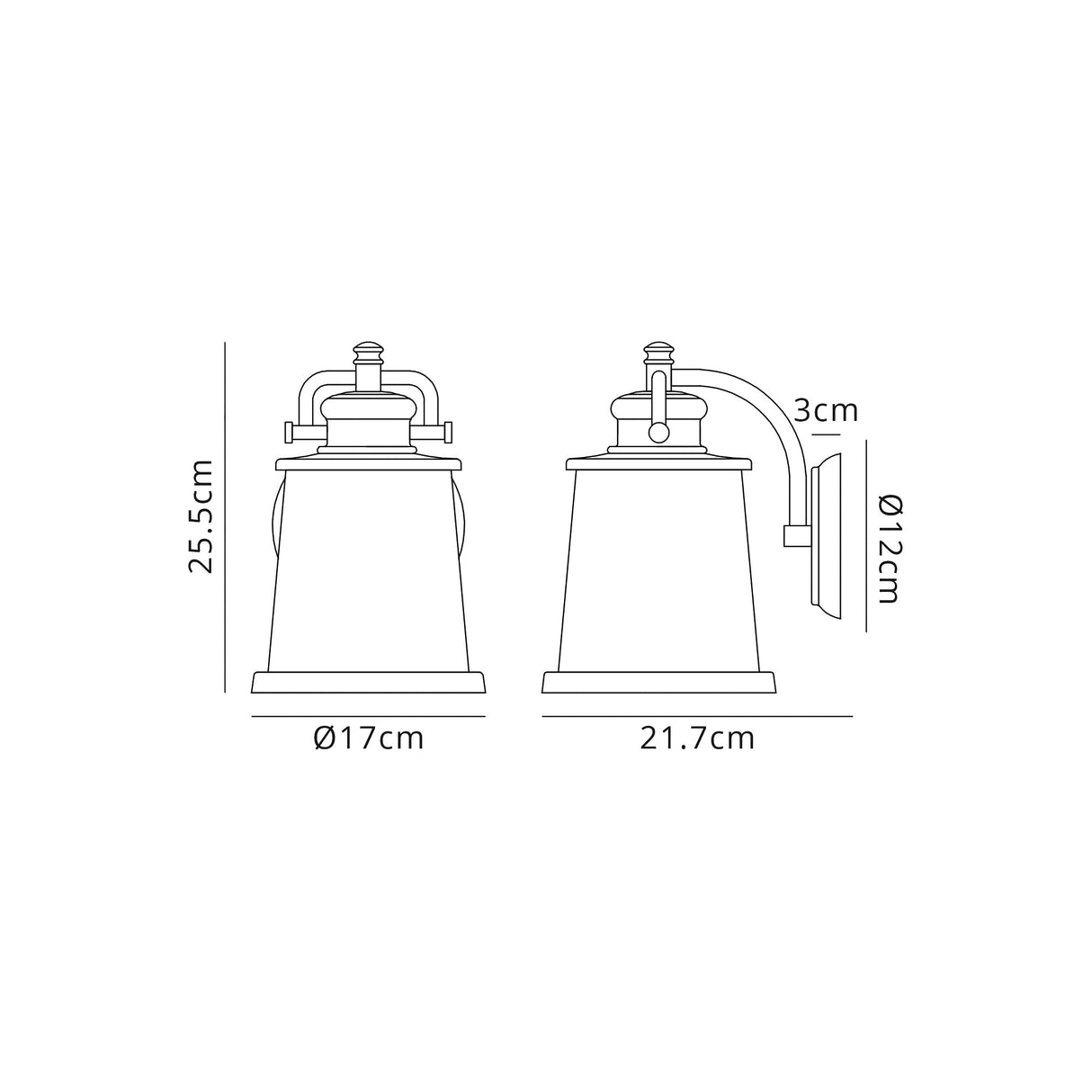 Cooke Wall Lamp, 1 x E27, Black/Gold With Seeded Clear Glass, IP54, 2yrs Warranty
