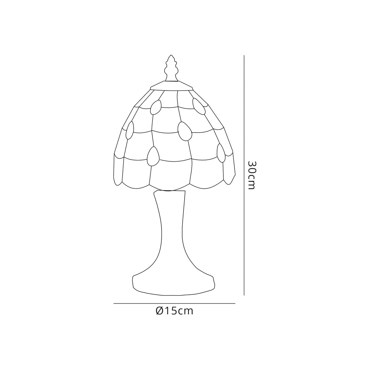 Finney Tiffany Table Lamp, 1 x E14, Black/Gold, Beige/Clear Crystal Shade