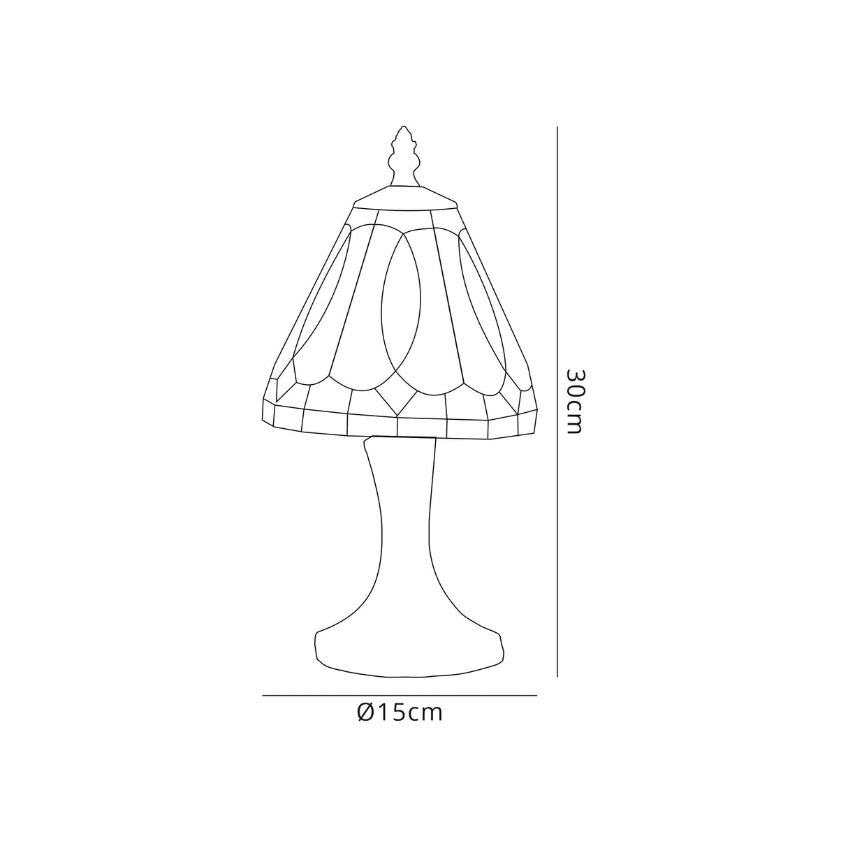 Cummings Tiffany Table Lamp, 1 x E14, White/Grey/Clear Crystal Shade