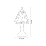 Cummings Tiffany Table Lamp, 1 x E14, White/Grey/Clear Crystal Shade