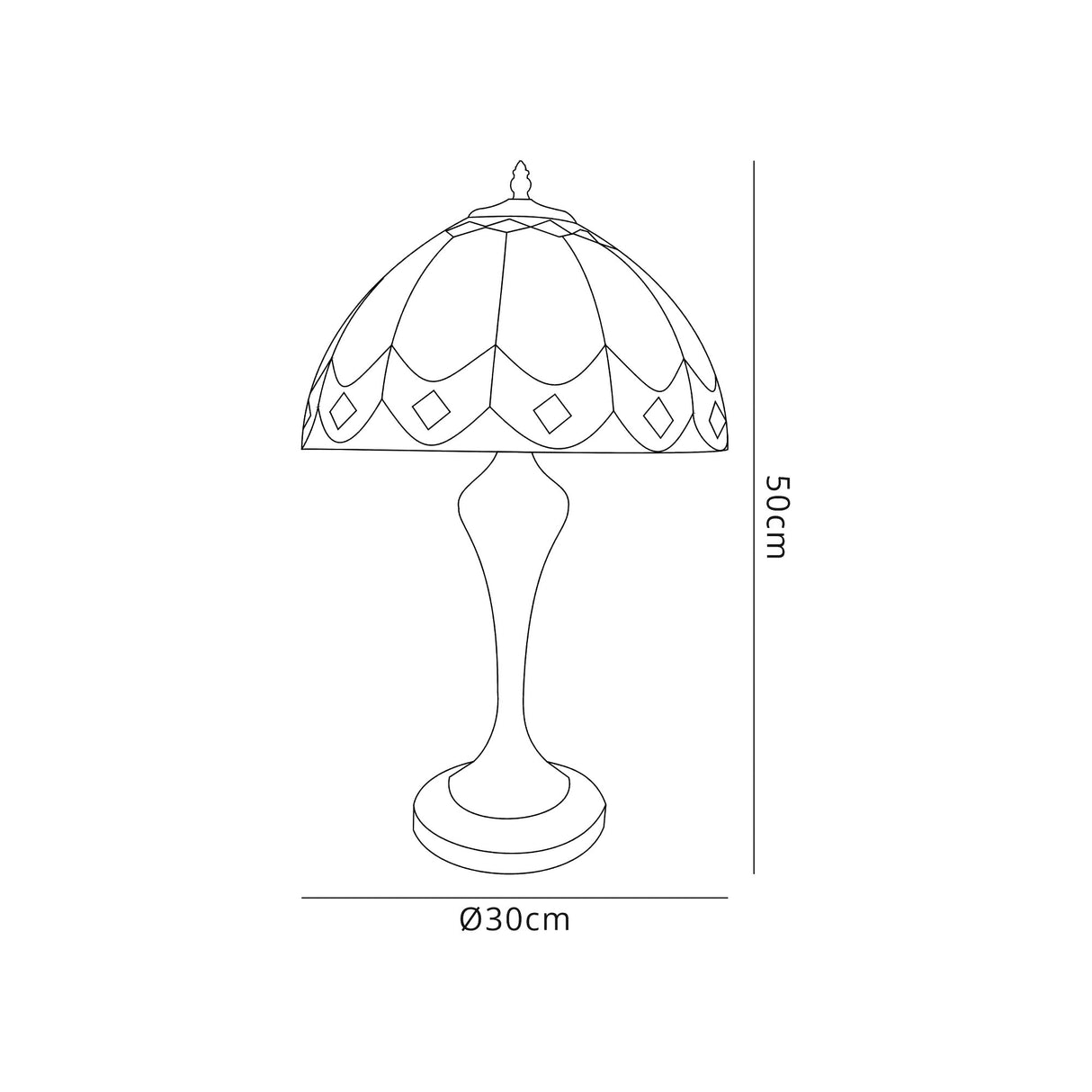 Corner Tiffany Table Lamp, 1 x E27, Aged Antique Brass Base/Cream/Brown Glass/Clear Crystal