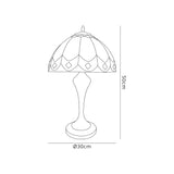 Corner Tiffany Table Lamp, 1 x E27, Aged Antique Brass Base/Cream/Brown Glass/Clear Crystal