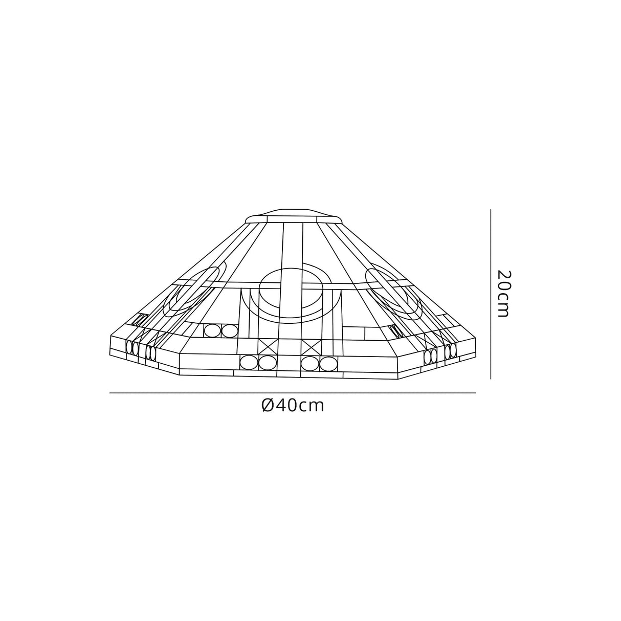 Bould, Tiffany 40cm Shade Only Suitable For Pendant/Ceiling/Table Lamp, White/Grey/Black/Clear Crystal