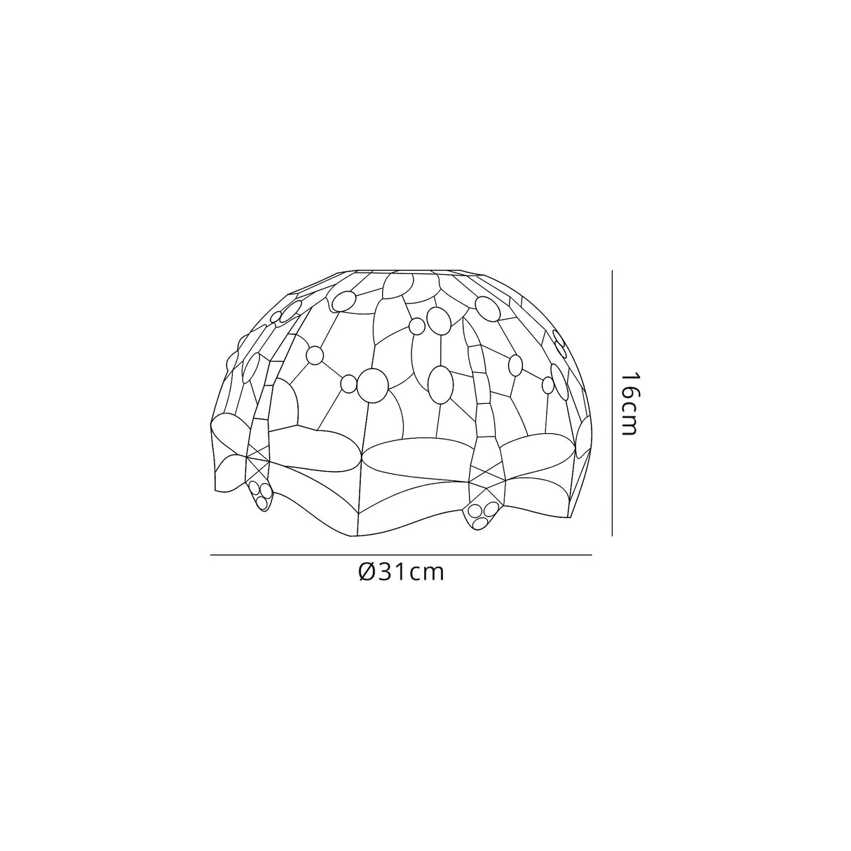 Hinnigan Tiffany 30cm Non-electric Shade Suitable For Pendant/Ceiling/Table Lamp, Blue/Orange/Crystal. Suitable For E27 or B22 Pendants