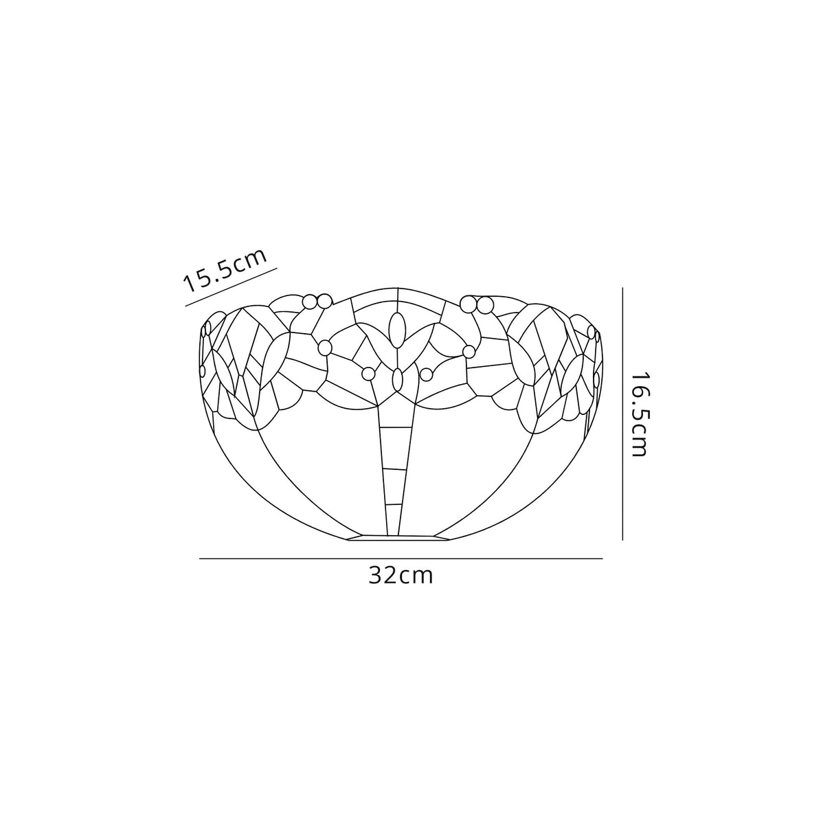 Siddall Tiffany 30cm Wall Lamp, 2 x E14, Blue/Clear Crystal