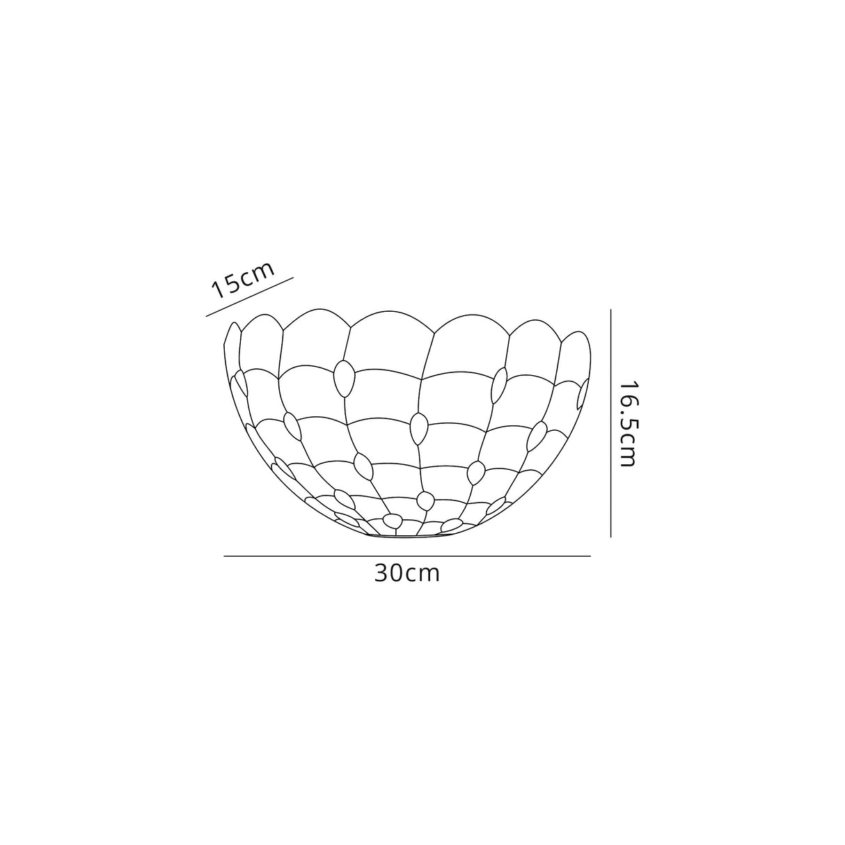 Finney Tiffany 30cm Wall Lamp, 2 x E14, Beige/Clear Crystal