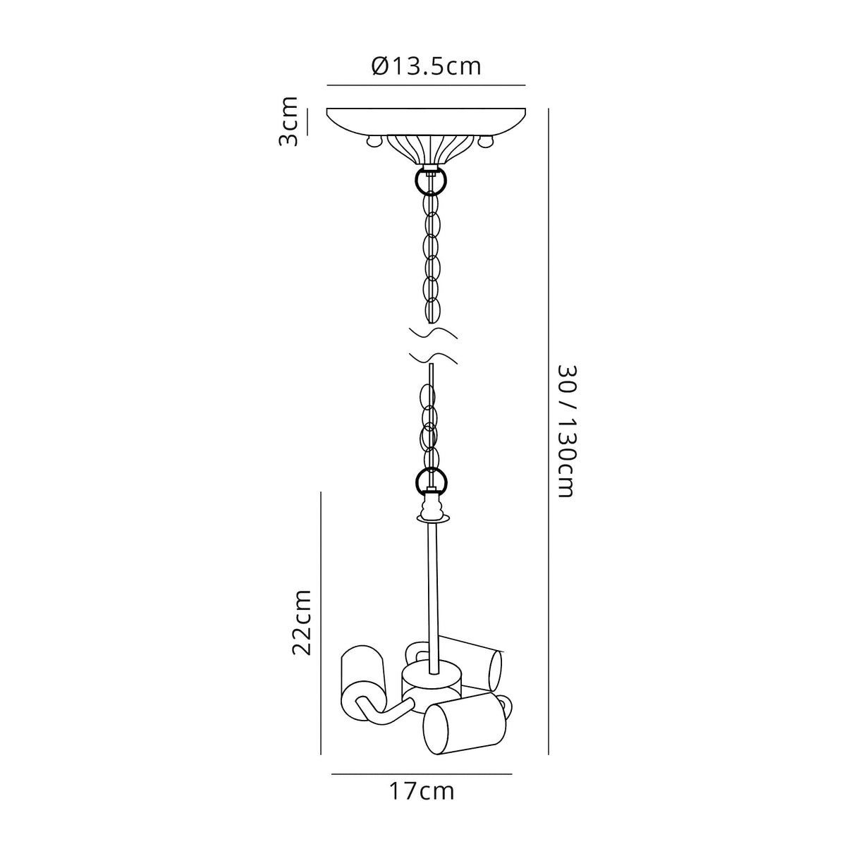 Park Tiffany Suspension Kit, 3 x E27, Aged Antique Brass