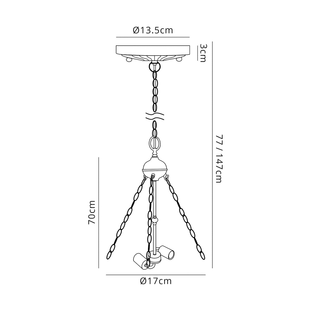 Park Uplighter Tiffany Suspension Kit, 2 x E27, Aged Antique Brass