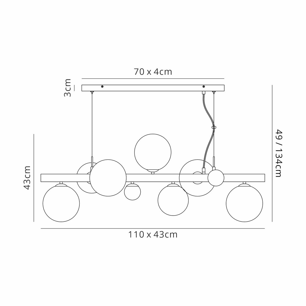 Suggett Linear Pendant , 7 x G9, Polished Chrome, Smoked Glass