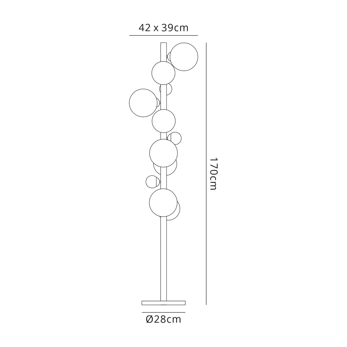 Suggett Floor Lamp, 8 x G9, Polished Chrome/Smoked Glass With Black Marble Base