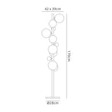 Suggett Floor Lamp, 8 x G9, Polished Chrome/Smoked Glass With Black Marble Base