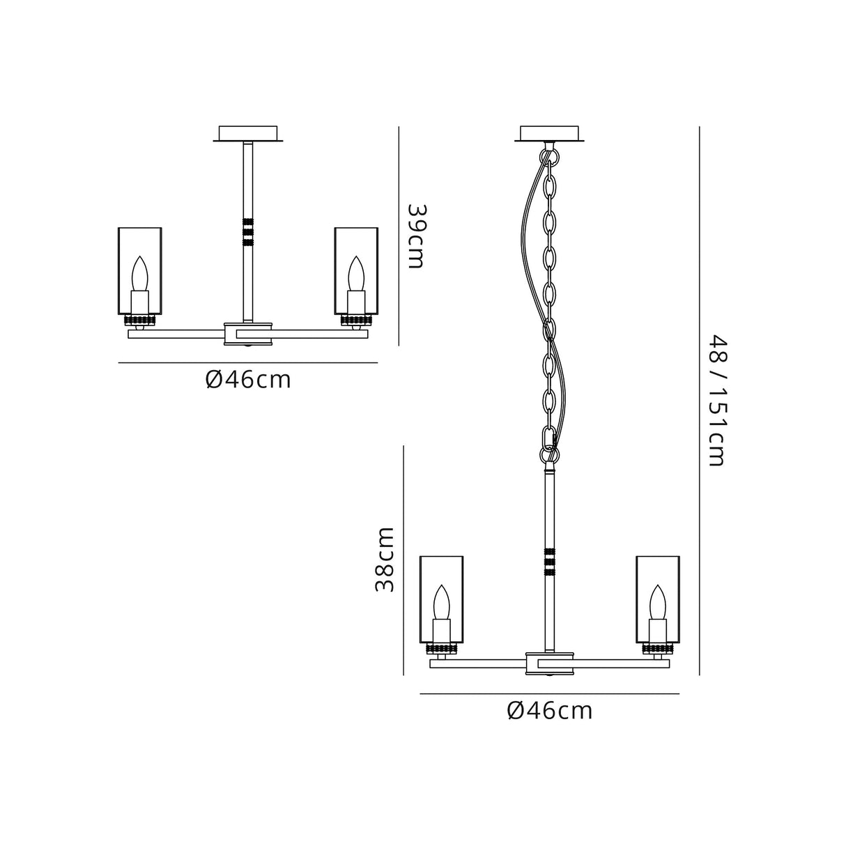 Gates Pendant/Semi Flush, 3 x E14, Polished Nickel
