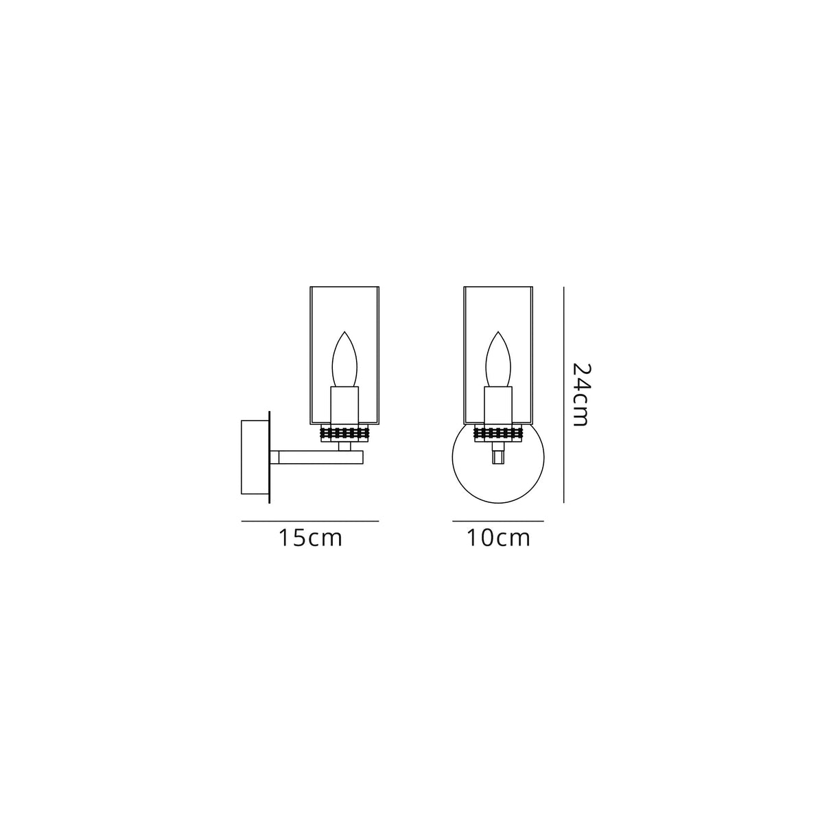Gates Wall Lamp Switched, 1 x E14, Polished Gold