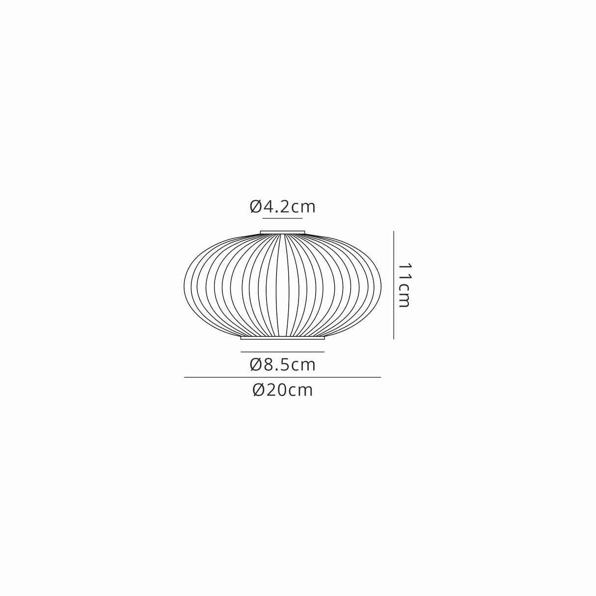 Allardyce 20cm Oval Sphere Ribbed Glass (G), Opal