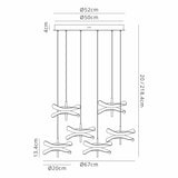 Corner Round Pendant, 6 x 6W LED, 4000K, 2800lm, Polished Chrome, 3yrs Warranty