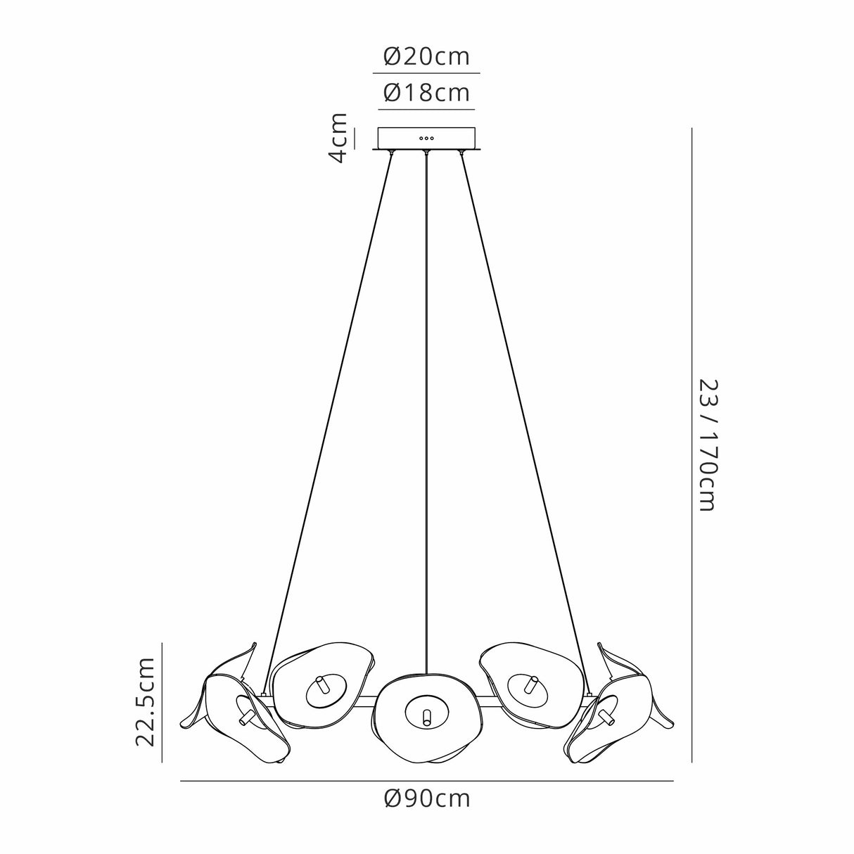 Corner Ring Pendant, 12 x 6W LED, 4000K, 4600lm, Polished Chrome, 3yrs Warranty