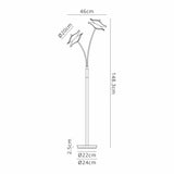 Corner Floor Lamp, 2 x 6W LED, 4000K, 920lm, Polished Chrome, 3yrs Warranty