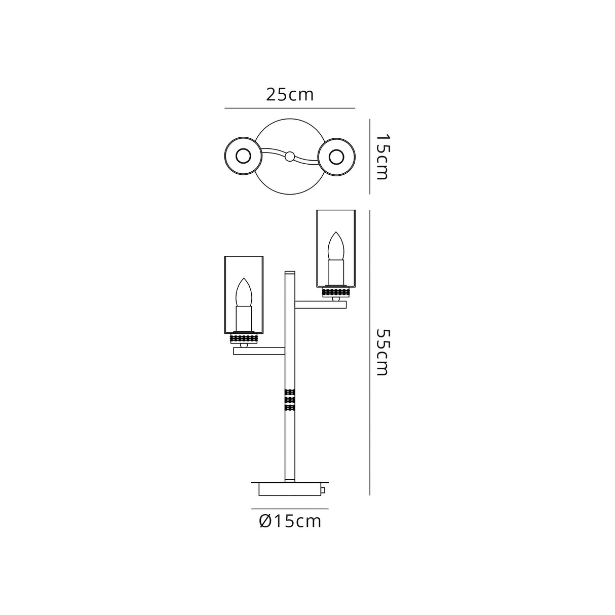Gates Table Lamp, 2 x E14, Polished Nickel