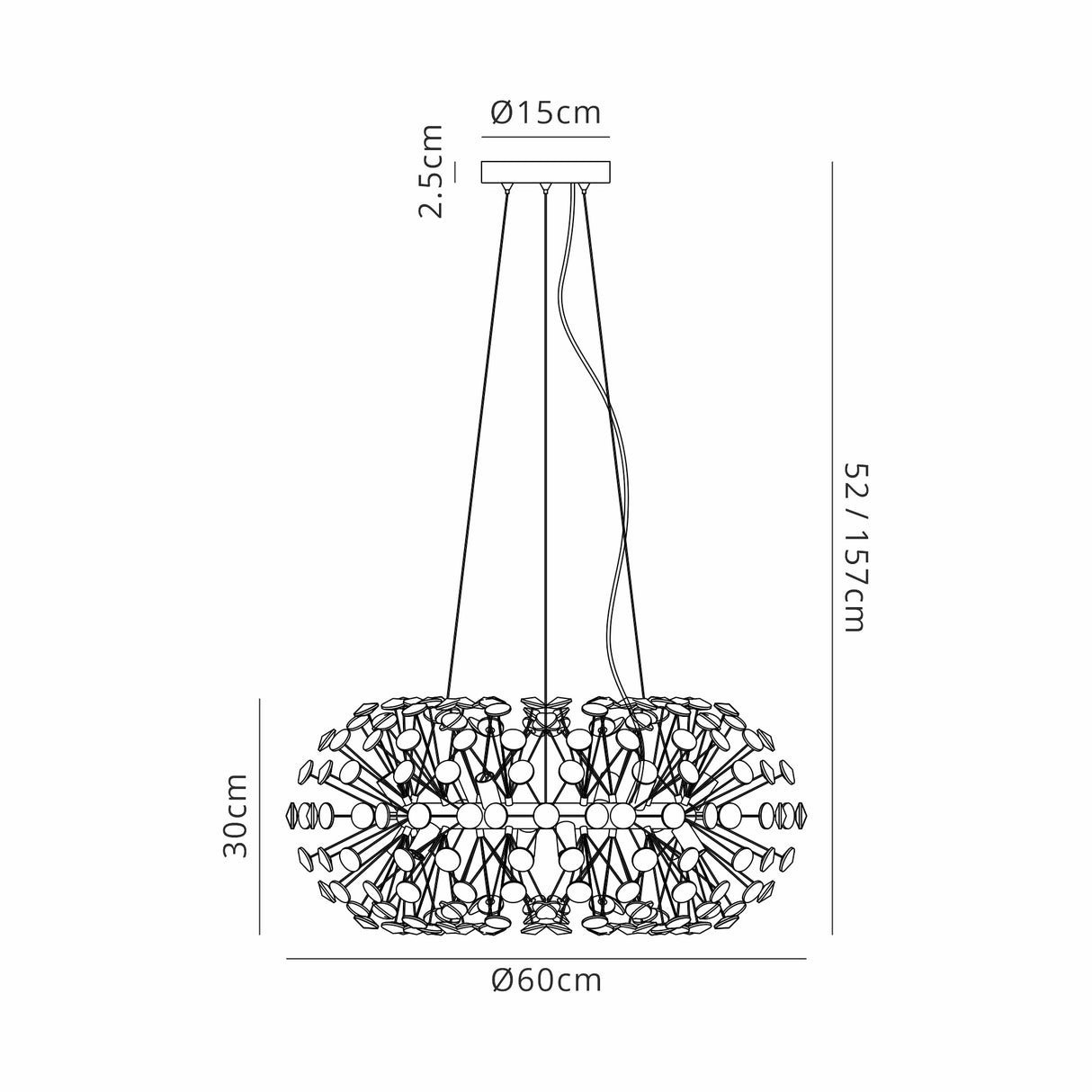 Byrne Pendant 60cm Ring 12 Light G9 Polished Chrome/Crystal