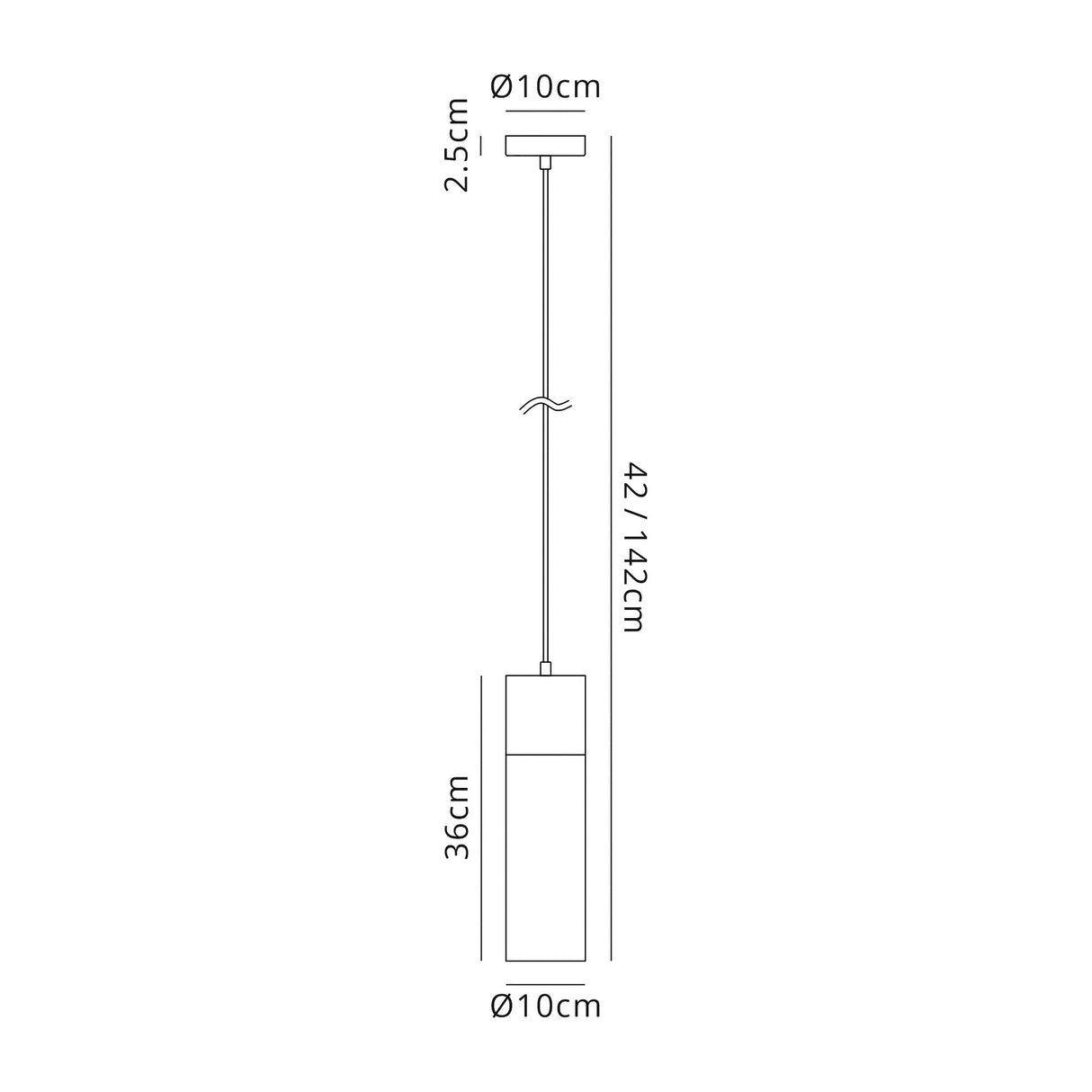 Herd Single Tube Pendant 1 Light E27, Black/Amber Glass
