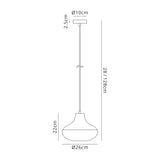 Herd Single Vase Pendant 1 Light E27, Black/Amber Glass