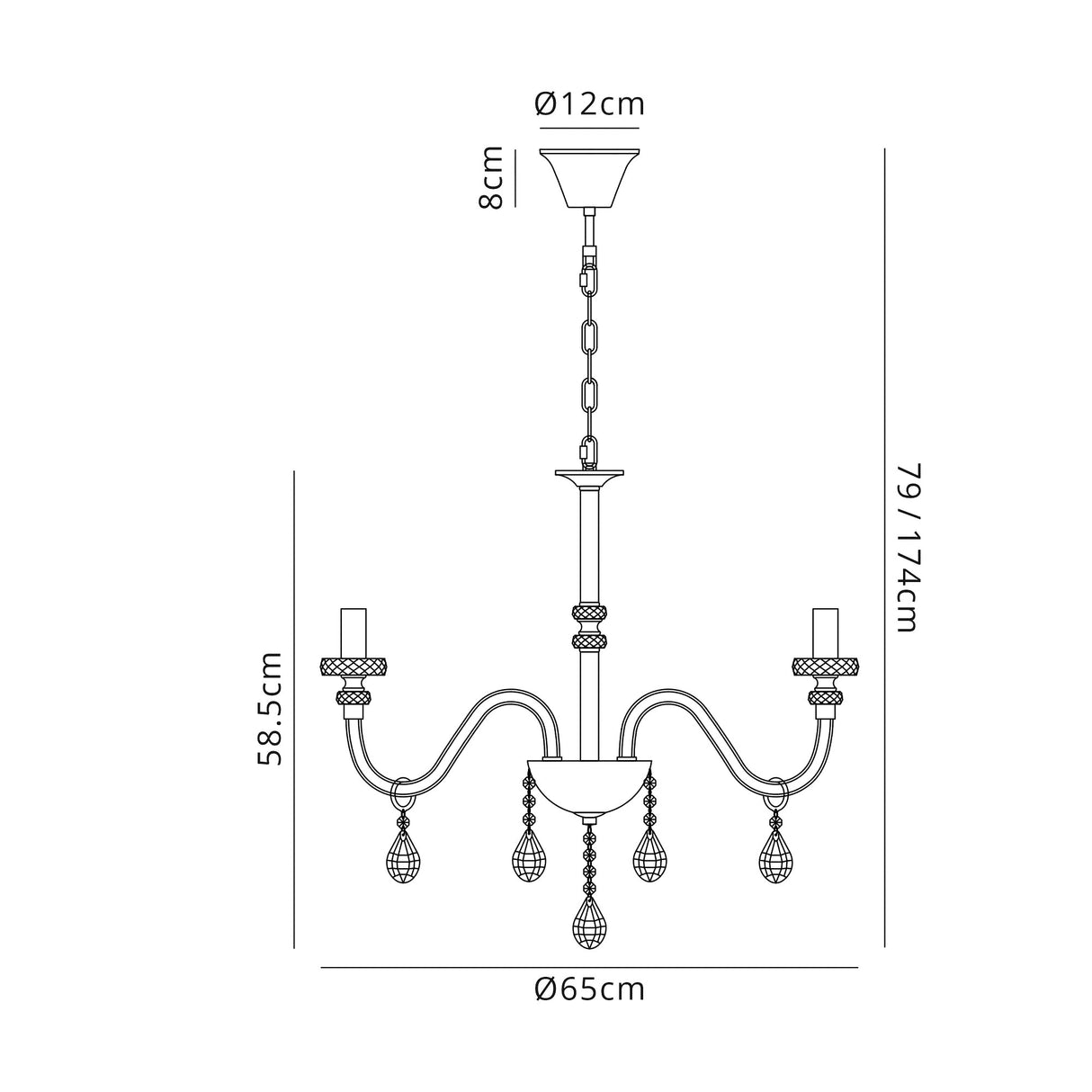 Hawley Chandelier Pendant, 6 Light E14, Polished Chrome/Clear Glass/Crystal, (ITEM REQUIRES CONSTRUCTION/CONNECTION)