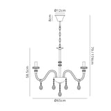 Hawley Chandelier Pendant, 6 Light E14, Polished Chrome/Clear Glass/Crystal, (ITEM REQUIRES CONSTRUCTION/CONNECTION)