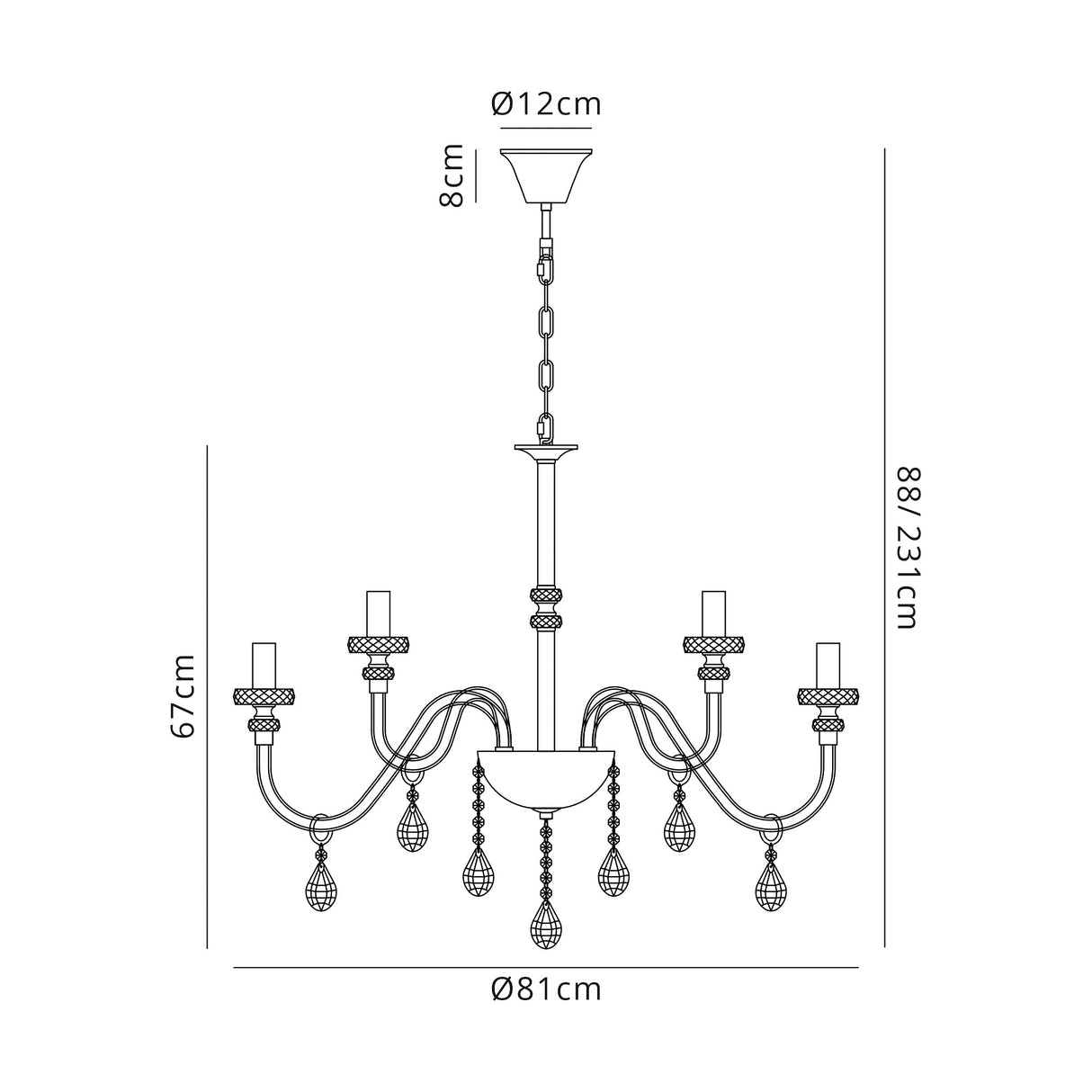 Hawley Chandelier Pendant, 12 Light E14, Polished Chrome/Clear Glass/Crystal, (ITEM REQUIRES CONSTRUCTION/CONNECTION)