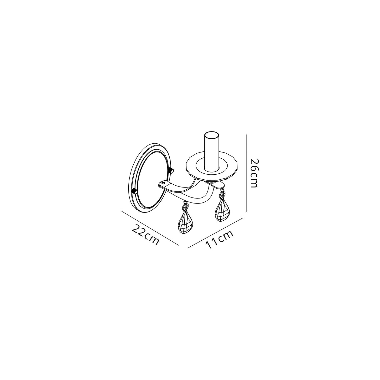 Malone Wall Lamp 1 Light E14, Polished Chrome/Satin Nickel/Clear Crystal