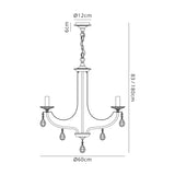 Malone Pendant 5 Light E14, Polished Chrome & Satin Nickel/Clear Crystal