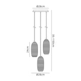 Brady Multiple Pendant, 3 x 6W LED, 4000K, 1620lm, Smoked, Copper & Champagne/Black, 3yrs Warranty