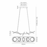 Bertshin Linear Pendant, 5 Ring, 36W LED, 3200K, 2200lm, Satin Black / Gold, 3yrs Warranty