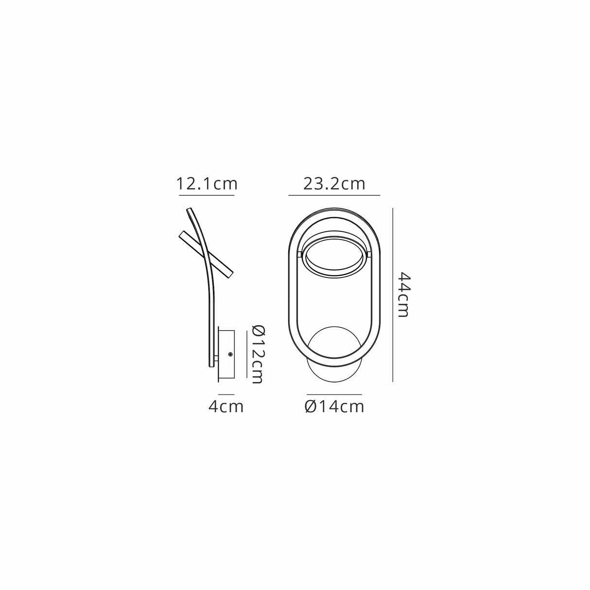 Bertshin Wall Lamp, 1 Ring, 8W LED, 3200K, 440lm, Satin Black / Gold, 3yrs Warranty