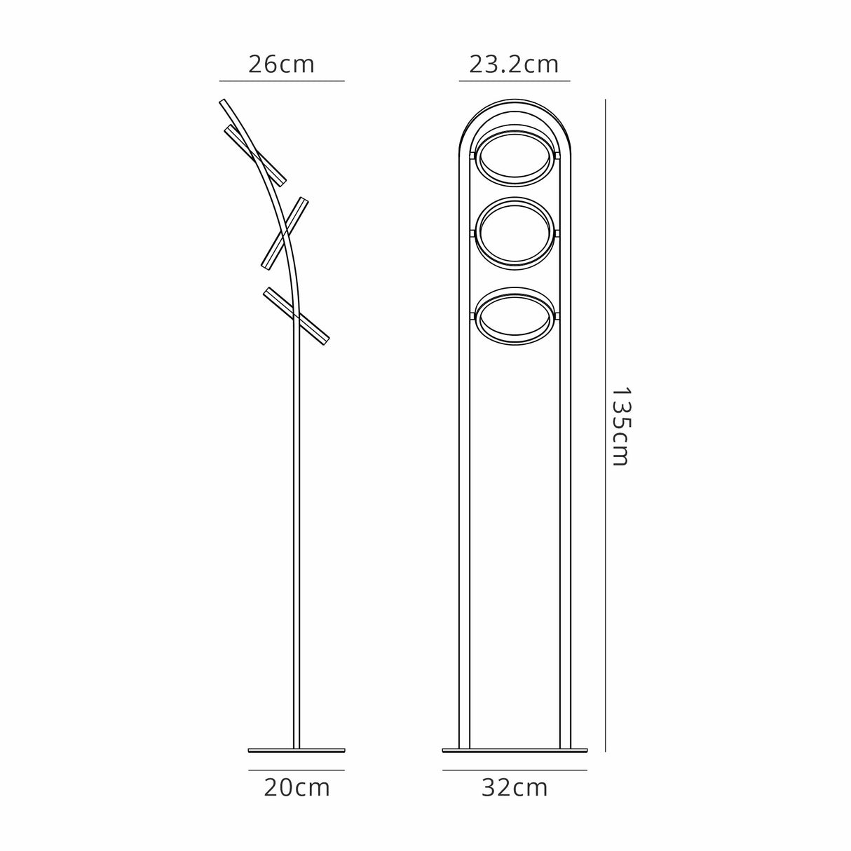 Bertshin Floor Lamp, 3 Ring, 25W LED, 3200K, 1375lm, Satin Black / Gold, 3yrs Warranty