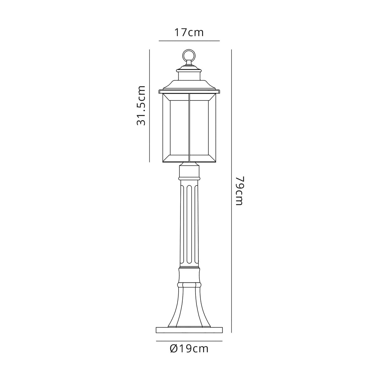 Goodman Post Lamp, 1 x E27, Antique Bronze/Clear Ripple Glass, IP54, 2yrs Warranty