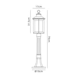 Goodman Post Lamp, 1 x E27, Antique Bronze/Clear Ripple Glass, IP54, 2yrs Warranty