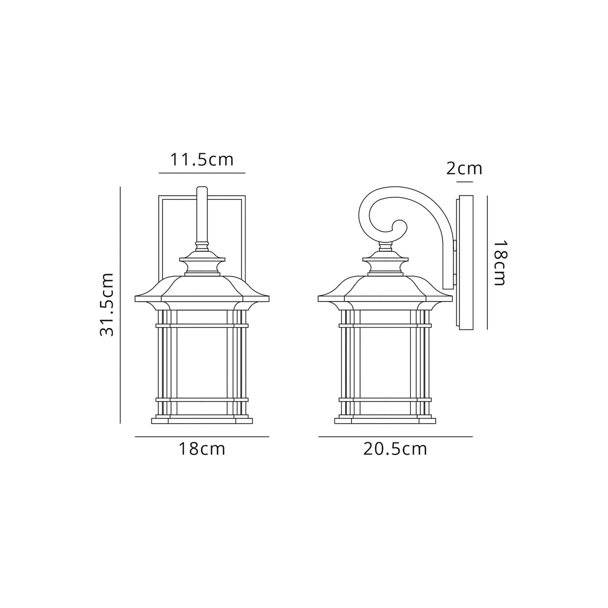 Chambers Small Wall Lamp, 1 x E27, Brushed Black Gold/Seeded Glass, IP54, 2yrs Warranty