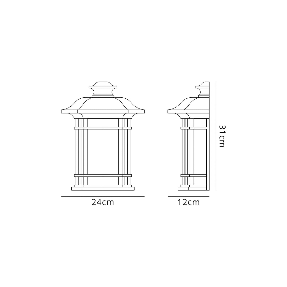Chambers Half Wall Lamp, 1 x E27, Brushed Black Gold/Seeded Glass, IP54, 2yrs Warranty