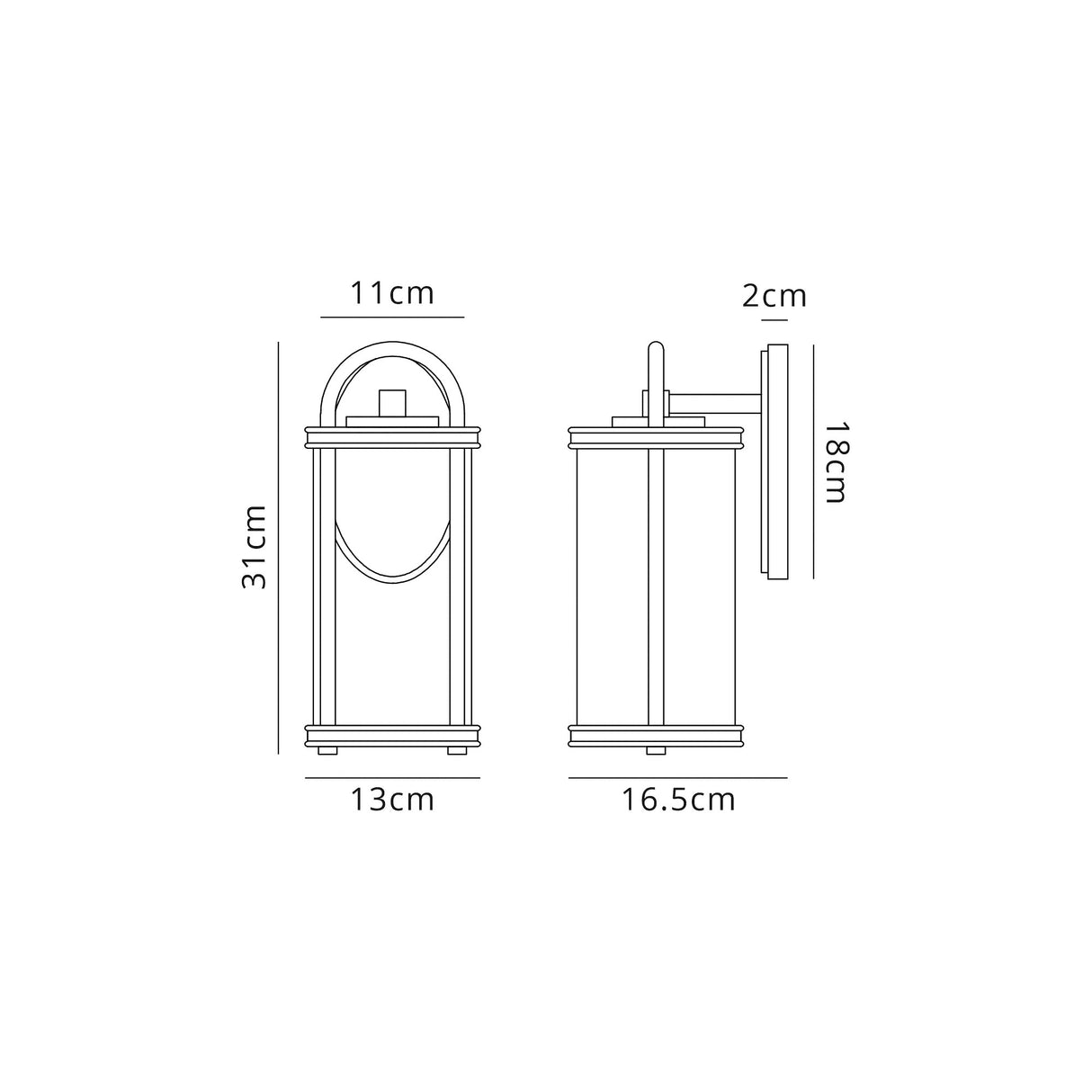 Hawke Small Wall Lamp, 1 x E27, Black & Gold/Clear Glass, IP54, 2yrs Warranty