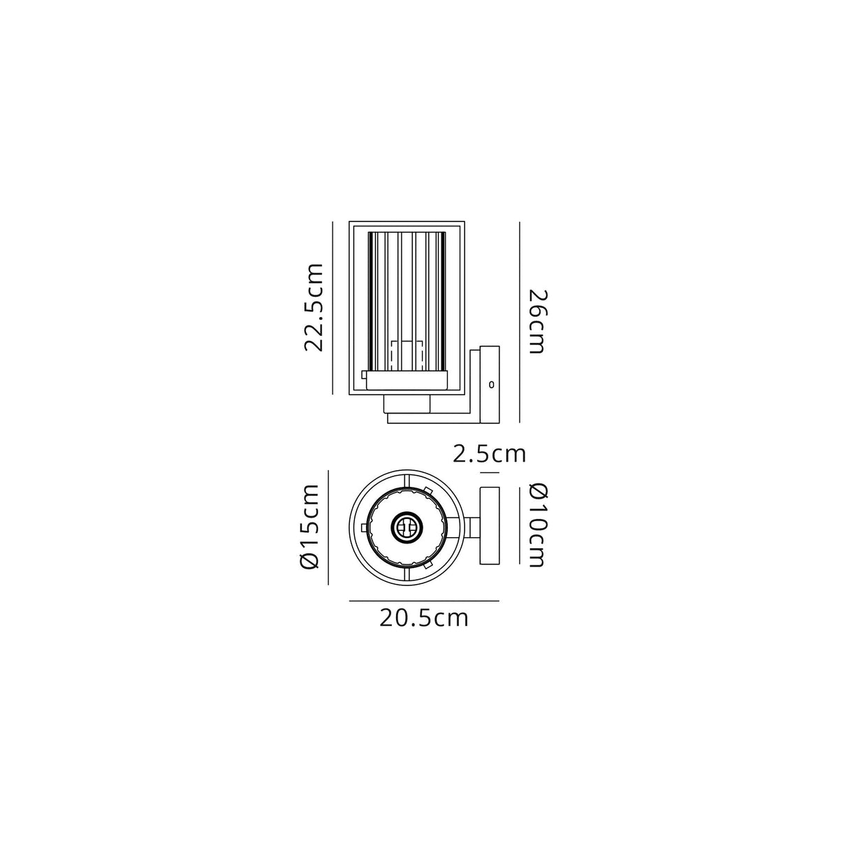 Swinburne Wall Light, 1 Light E27, Black/Clear Glass