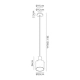 Chisholm Single Pendant, 1 Light Adjustable E27, Black/Smoke Fade Glass