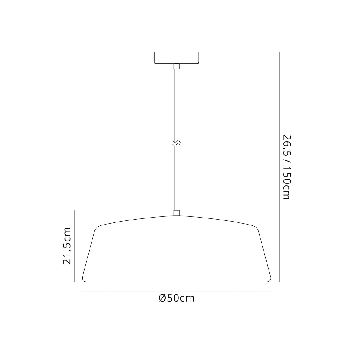Kimpioka Single Large Pendant, 1 Light Adjustable E27, Gloss White/Gloss White