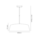 Kimpioka Single Large Pendant, 1 Light Adjustable E27, Gloss White/Gloss White