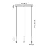 Lathen Polished Chrome 3 Light G9 Universal 2m Linear Pendant, Suitable For A Vast Selection Of Glass Shades