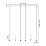 Lathen Polished Chrome 6 Light G9 Universal 2m Linear Pendant, Suitable For A Vast Selection Of Glass Shades