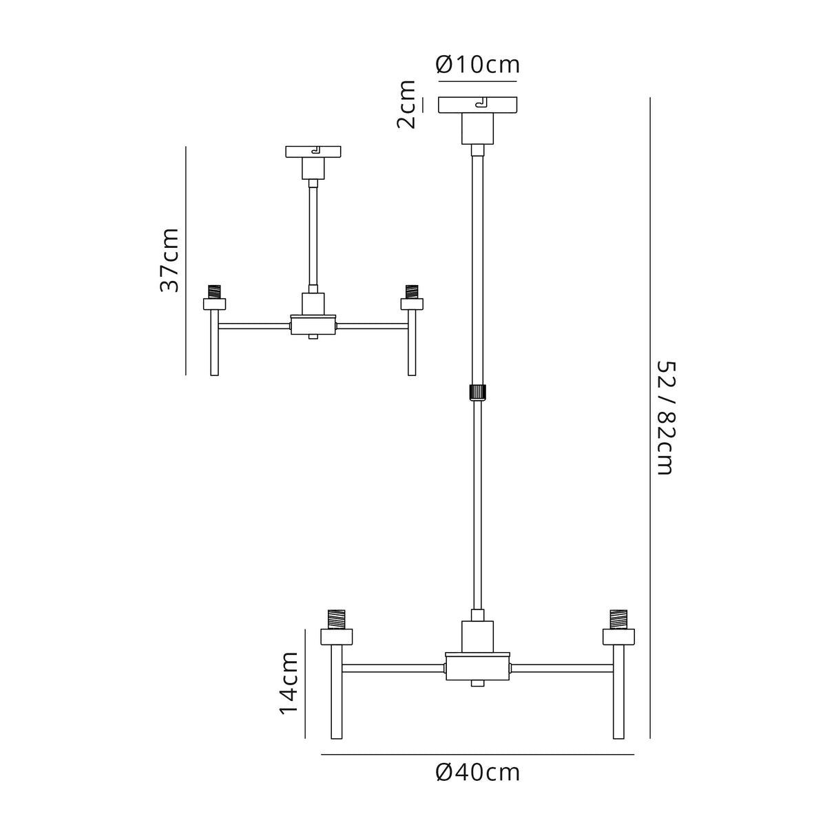 Lathen Polished Chrome 3 Light G9 Universal Telescopic/Semi Flush, Suitable For A Vast Selection Of Glass Shades