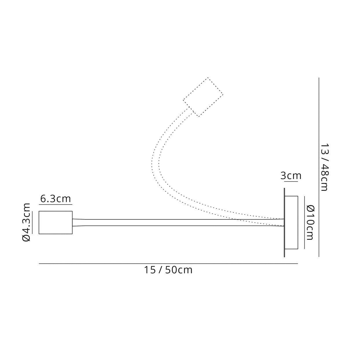 Hawkes Flexible Switched Wall Lamp, 1 Light E27, Satin Black/Brushed Copper