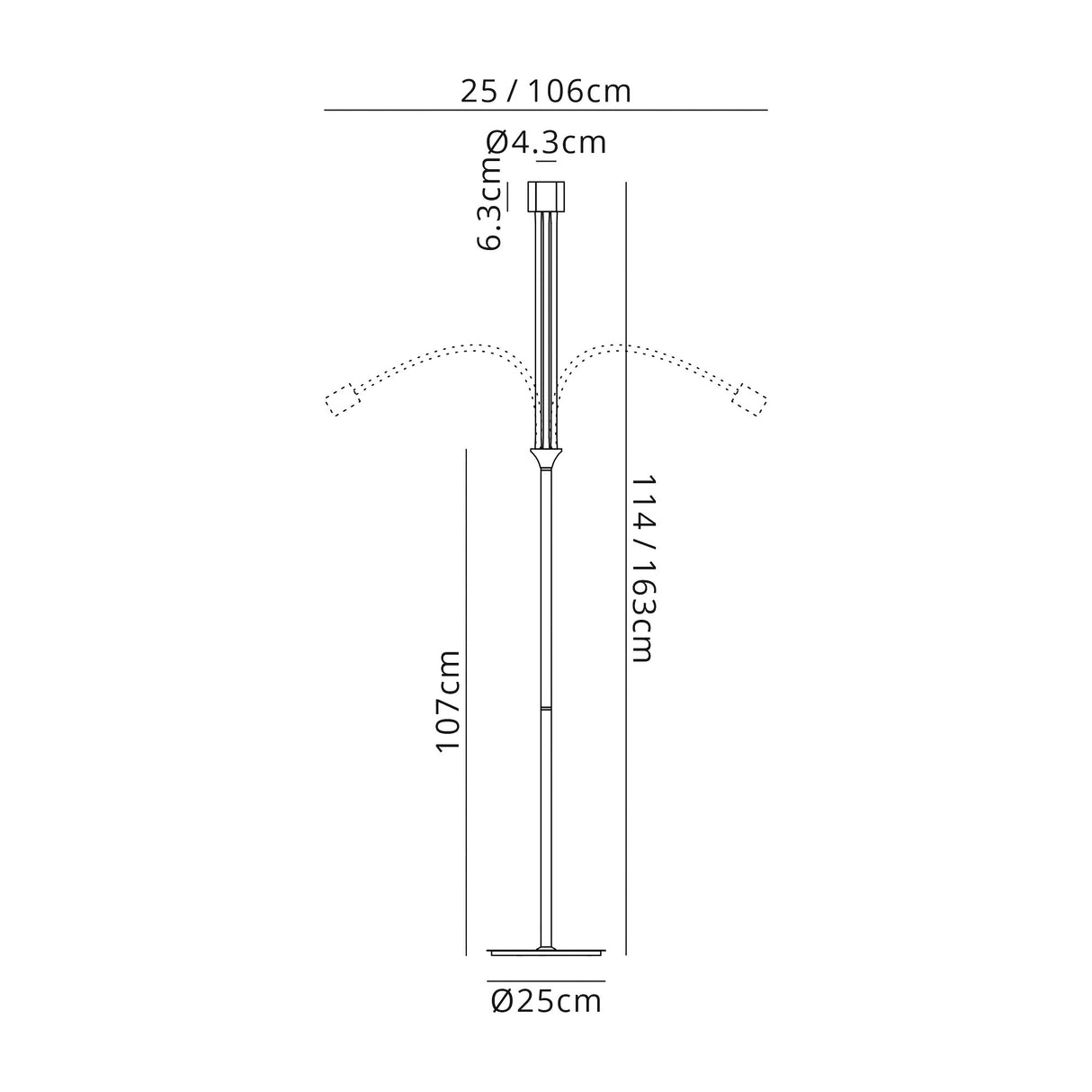 Hawkes Flexible Floor Lamp, 3 Light E27, Satin Black/Brushed Copper