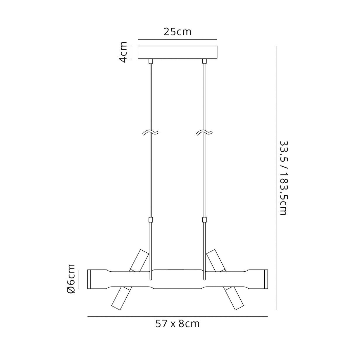 Almond Linear Pendant , 4 x 2W LED, 3000K, 1120lm, Sand Black, Gold, 3yrs Warranty